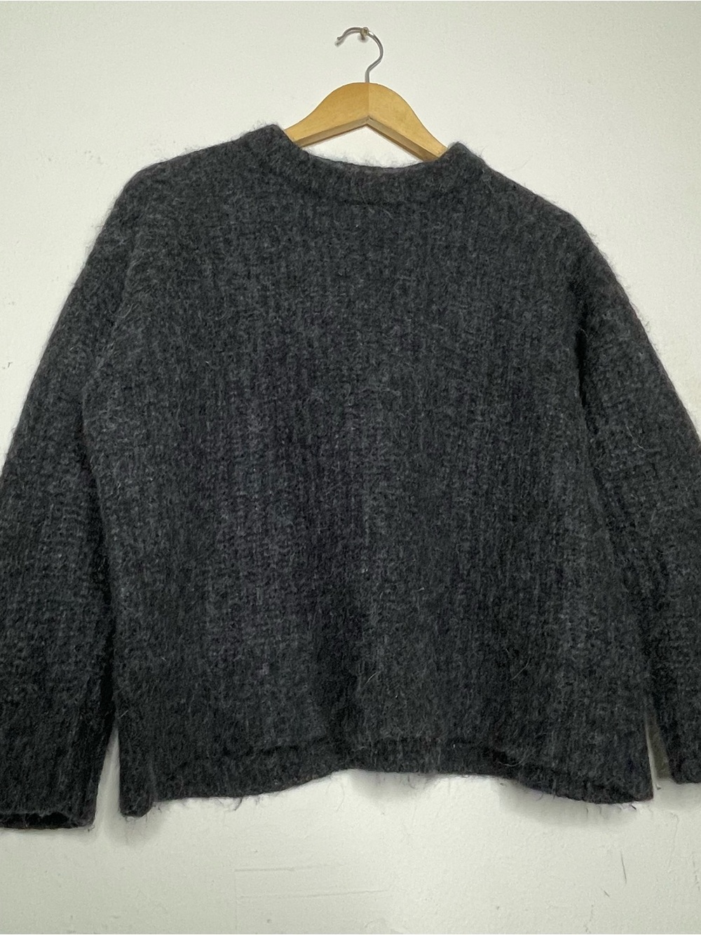 Jenni Kayne Fisherman Cocoon Alpaca Wool Sweater Size S Gray Crewneck Pullover